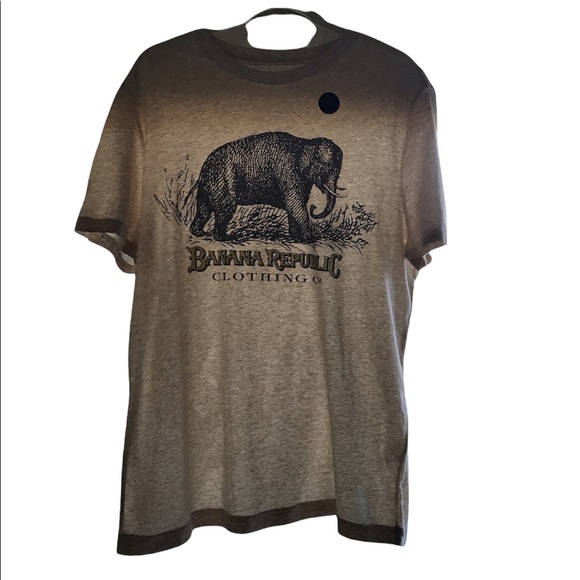 Banana Republic Graphic Short Sleeve Beige T-Shirt Large